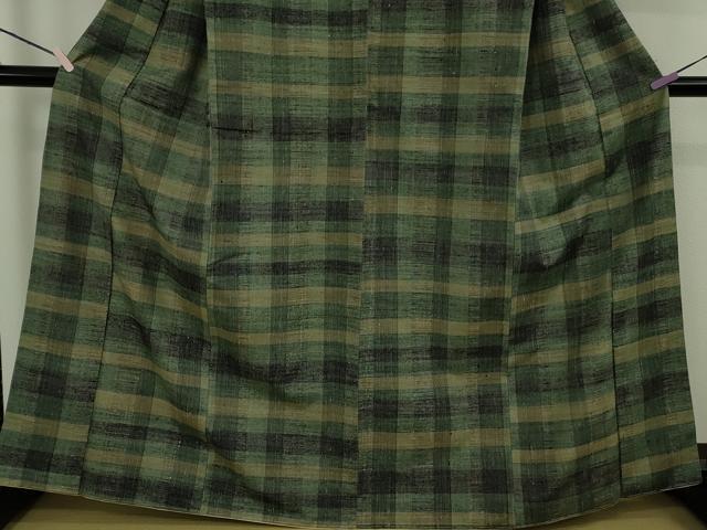 平和屋本店●極上　郡上紬　草木染　格子　逸品　未使用　DZAB9027kh6