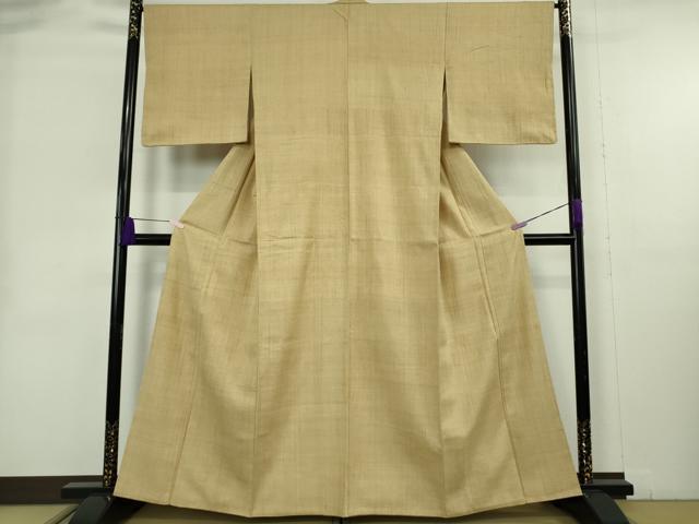 平和屋本店●極上　浦野理一　経節紬　背抜き仕立て　色無地　薄い飴色　逸品　DZAB9028kh6