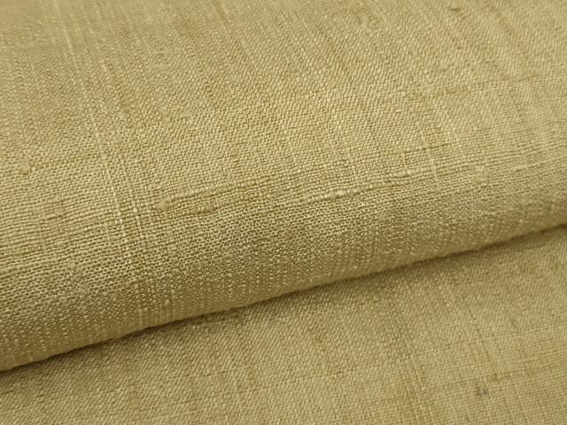 平和屋本店●極上　浦野理一　経節紬　背抜き仕立て　色無地　薄い飴色　逸品　DZAB9028kh6