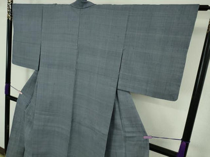 平和屋本店▽極上　浦野理一　経節紬　単衣　色無地　薄花色　逸品　DZAB9029kh6
