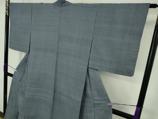 平和屋本店▽極上　浦野理一　経節紬　単衣　色無地　薄花色　逸品　DZAB9029kh6