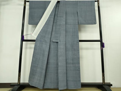 平和屋本店▽極上　浦野理一　経節紬　単衣　色無地　薄花色　逸品　DZAB9029kh6