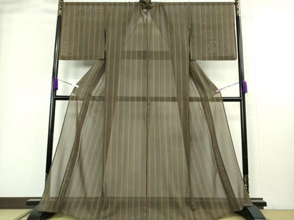 平和屋本店＊希少　夏物　本場黄八丈　夏黄八　紗紬　縞　逸品　DZAB9033kh6