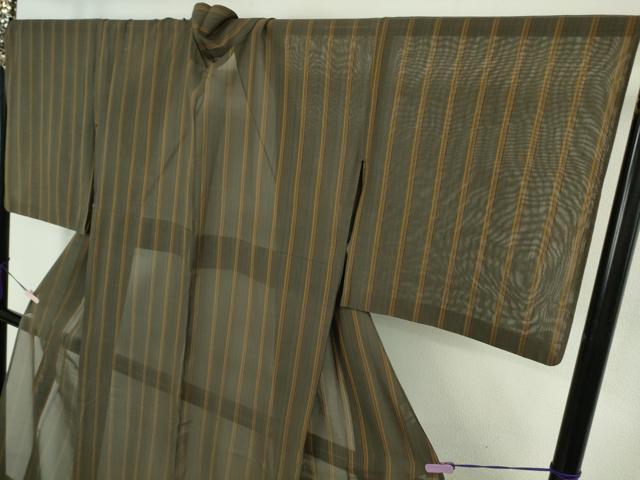 平和屋本店＊希少　夏物　本場黄八丈　夏黄八　紗紬　縞　逸品　DZAB9033kh6