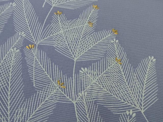 平和屋着物＊極上　夏物　訪問着　絽　刺繍　若松葉　藤鼠色地　金糸　ロング丈　逸品　DZAB9041kh6