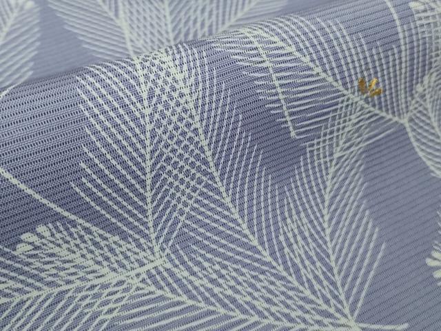 平和屋着物＊極上　夏物　訪問着　絽　刺繍　若松葉　藤鼠色地　金糸　ロング丈　逸品　DZAB9041kh6