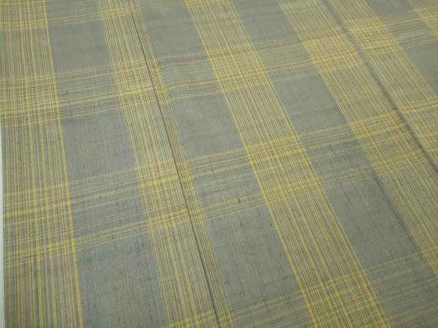 平和屋本店●希少　士乎路紬　加納別誂　格子　反端付き　逸品　DZAB9042kh6