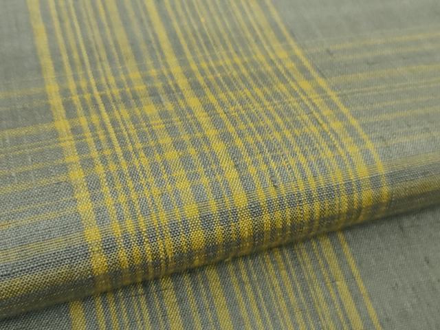 平和屋本店●希少　士乎路紬　加納別誂　格子　反端付き　逸品　DZAB9042kh6