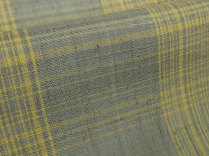 平和屋本店●希少　士乎路紬　加納別誂　格子　反端付き　逸品　DZAB9042kh6