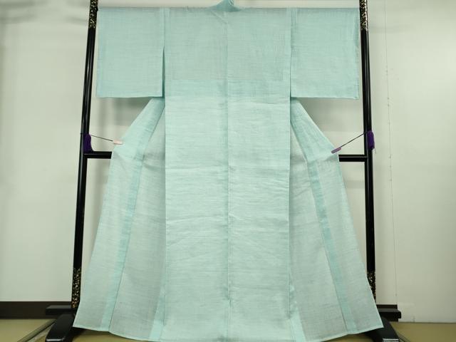 平和屋着物＊極上　夏物　本場小千谷ちぢみ　麻　水色　逸品　未使用　DZAB9043kh6