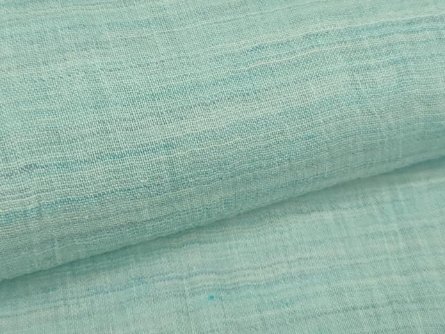 平和屋着物＊極上　夏物　本場小千谷ちぢみ　麻　水色　逸品　未使用　DZAB9043kh6
