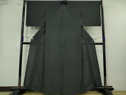 平和屋着物＊極上　夏物　色無地　紗　花繋ぎ地紋　蝋色　逸品　DZAB9044kh6