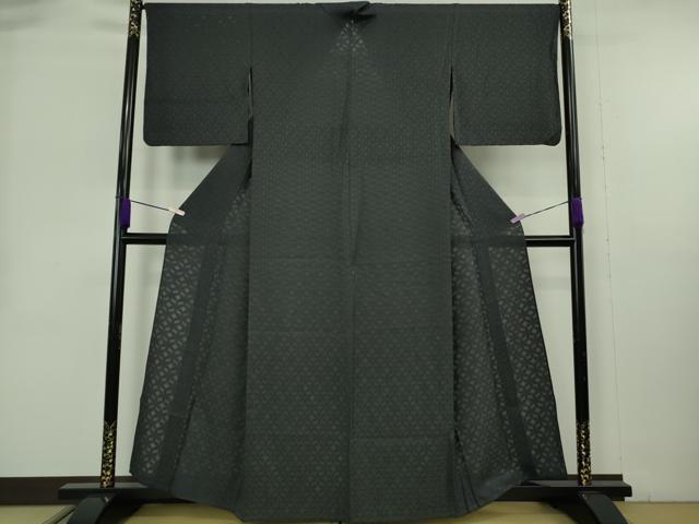 平和屋着物＊極上　夏物　色無地　紗　花繋ぎ地紋　蝋色　逸品　DZAB9044kh6