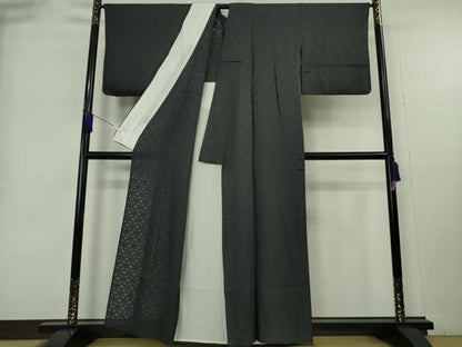 平和屋着物＊極上　夏物　色無地　紗　花繋ぎ地紋　蝋色　逸品　DZAB9044kh6