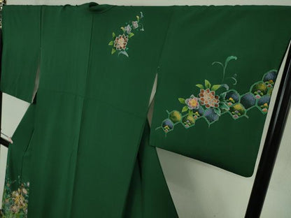 平和屋本店●極上　中国三大刺繍 スワトウ刺繍 汕頭刺繍 泰斗刺繍　総刺繍　訪問着　花唐草文　鉄色地　暈し染め　金糸　逸品　DZAB9047kh6