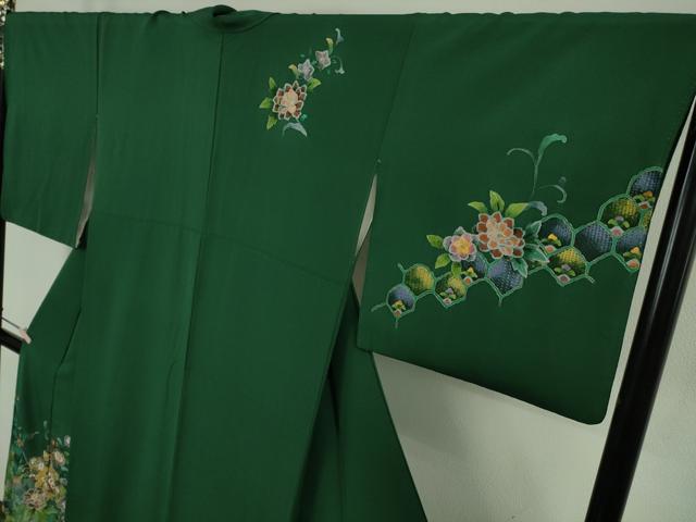 平和屋本店●極上　中国三大刺繍 スワトウ刺繍 汕頭刺繍 泰斗刺繍　総刺繍　訪問着　花唐草文　鉄色地　暈し染め　金糸　逸品　DZAB9047kh6