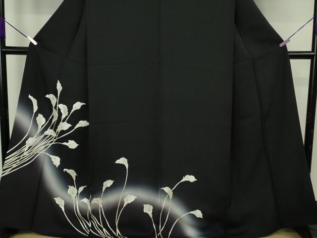 平和屋本店●極上　訪問着　総刺繍　カラー　暈し染め　黒地　金糸　逸品　DZAB9048kh6