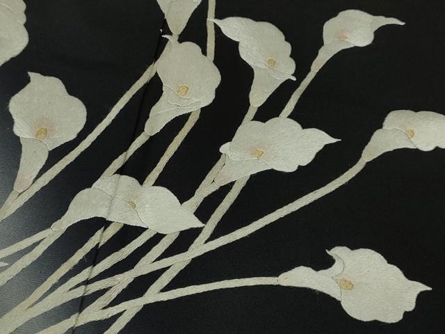 平和屋本店●極上　訪問着　総刺繍　カラー　暈し染め　黒地　金糸　逸品　DZAB9048kh6
