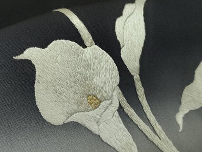 平和屋本店●極上　訪問着　総刺繍　カラー　暈し染め　黒地　金糸　逸品　DZAB9048kh6