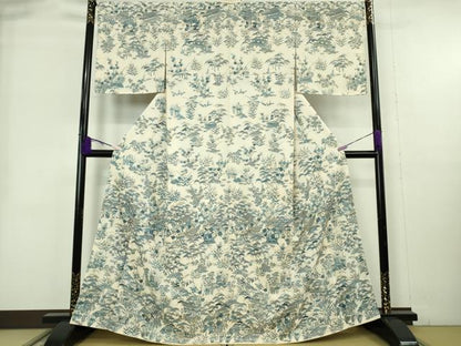 平和屋本店●極上　訪問着　総刺繍　藍　風景花文　金糸　ますいわ屋扱い　逸品　DZAB9049kh6