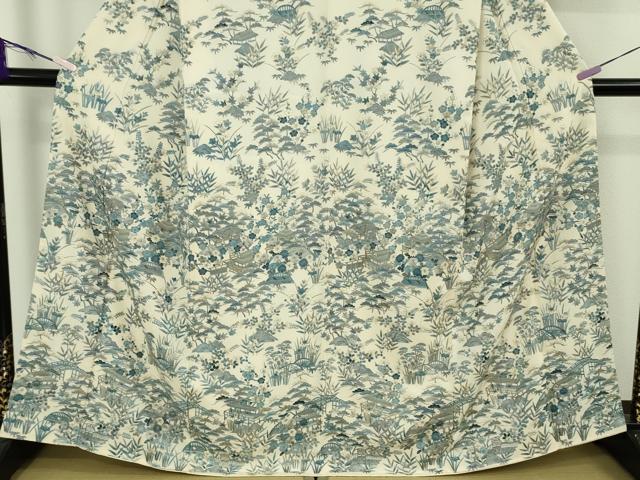 平和屋本店●極上　訪問着　総刺繍　藍　風景花文　金糸　ますいわ屋扱い　逸品　DZAB9049kh6