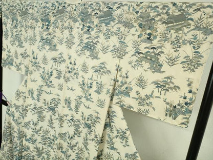 平和屋本店●極上　訪問着　総刺繍　藍　風景花文　金糸　ますいわ屋扱い　逸品　DZAB9049kh6
