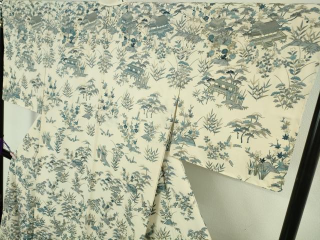 平和屋本店●極上　訪問着　総刺繍　藍　風景花文　金糸　ますいわ屋扱い　逸品　DZAB9049kh6
