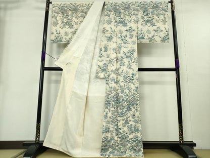 平和屋本店●極上　訪問着　総刺繍　藍　風景花文　金糸　ますいわ屋扱い　逸品　DZAB9049kh6