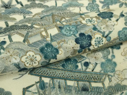 平和屋本店●極上　訪問着　総刺繍　藍　風景花文　金糸　ますいわ屋扱い　逸品　DZAB9049kh6
