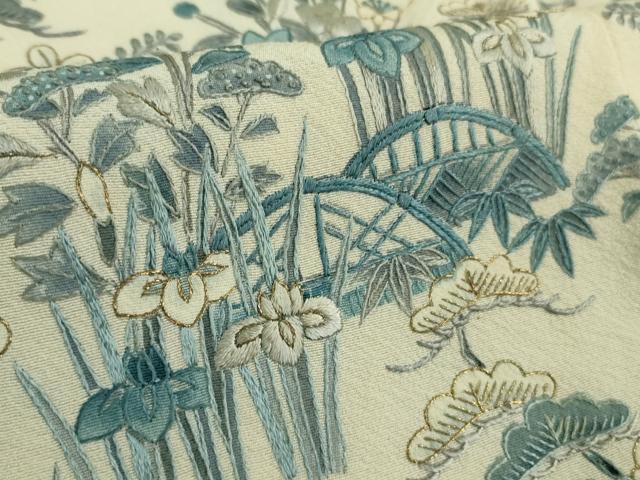 平和屋本店●極上　訪問着　総刺繍　藍　風景花文　金糸　ますいわ屋扱い　逸品　DZAB9049kh6