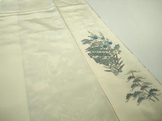 平和屋本店●極上　訪問着　総刺繍　藍　風景花文　金糸　ますいわ屋扱い　逸品　DZAB9049kh6