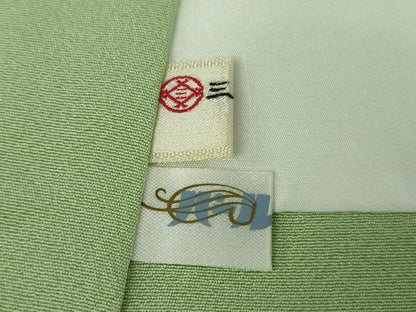 平和屋本店●極上　訪問着　総手刺繍　枝桜　若葉色地　暈し染め　金糸　逸品　未使用　DZAB9050kh6