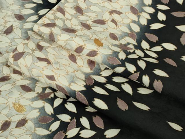 平和屋着物●極上　訪問着　舞桜　黒地　暈し染め　金彩　逸品　DZAB9053kh6