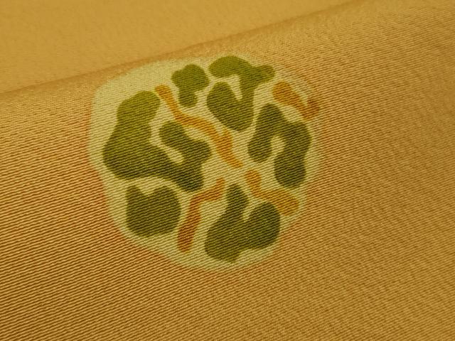 平和屋本店●極上　銀座　志ま亀　小紋　吉祥丸文　柑子色地　鬼しぼ縮緬　たとう紙付き　逸品　DZAB9056kh6