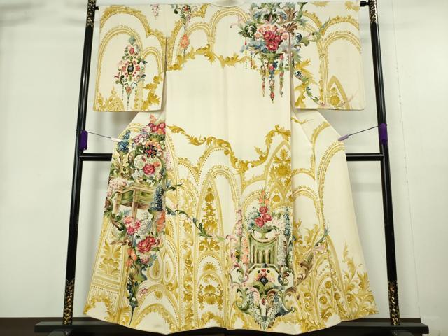 平和屋本店●極上　セミアンティーク　訪問着　飾花文　金彩　逸品　DZAB9057kh6