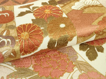 平和屋本店●極上　訪問着　駒刺繍　雲取り几帳花文　金彩　ロング丈　逸品　DZAB9058kh6