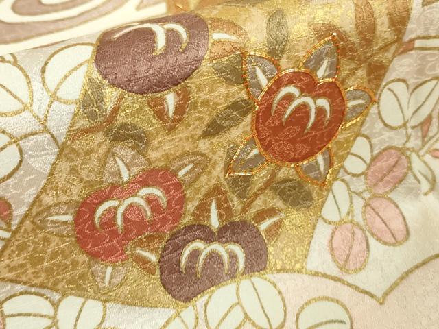 平和屋本店●極上　訪問着　駒刺繍　雲取り几帳花文　金彩　ロング丈　逸品　DZAB9058kh6