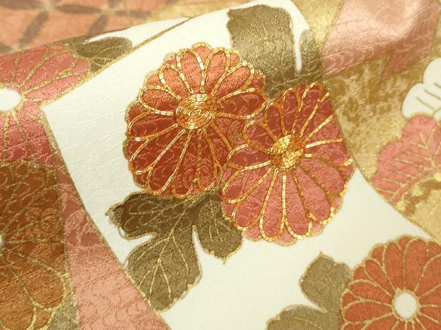 平和屋本店●極上　訪問着　駒刺繍　雲取り几帳花文　金彩　ロング丈　逸品　DZAB9058kh6