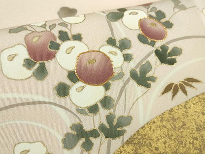 平和屋本店●極上　訪問着　駒刺繍　千鳥　吉祥花文　薄卵色地　金彩　逸品　DZAB9059kh6