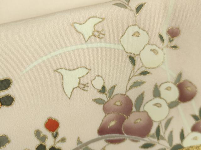 平和屋本店●極上　訪問着　駒刺繍　千鳥　吉祥花文　薄卵色地　金彩　逸品　DZAB9059kh6