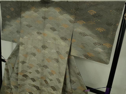平和屋本店●極上 中国三大刺繍 スワトウ刺繍 汕頭刺繍 相良刺繍 訪問着 青海波 暈し染め　金糸　金通し地　さが美扱い　逸品　DZAB9060kh6