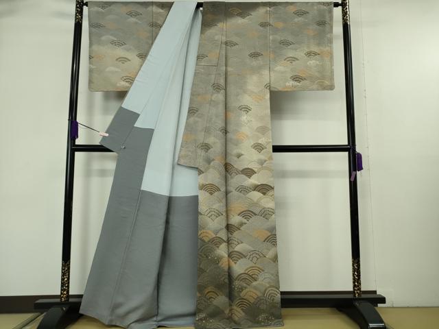 平和屋本店●極上 中国三大刺繍 スワトウ刺繍 汕頭刺繍 相良刺繍 訪問着 青海波 暈し染め　金糸　金通し地　さが美扱い　逸品　DZAB9060kh6