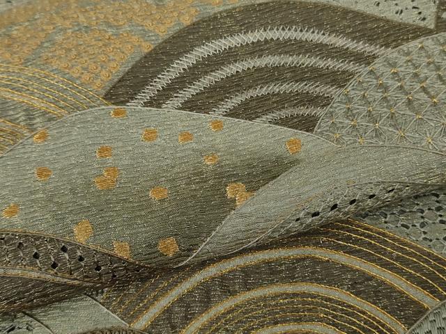 平和屋本店●極上 中国三大刺繍 スワトウ刺繍 汕頭刺繍 相良刺繍 訪問着 青海波 暈し染め　金糸　金通し地　さが美扱い　逸品　DZAB9060kh6
