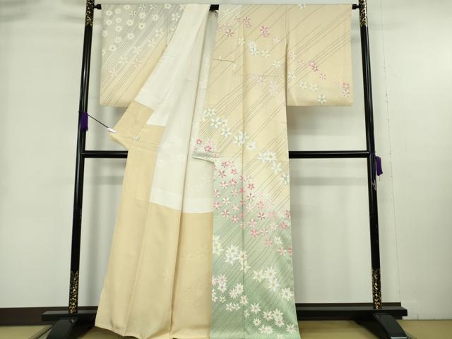 平和屋本店●極上　京友禅作家　森岡功　訪問着　花斜線文　暈し染め　金彩　鈴乃屋扱い　逸品　DZAB9062kh6