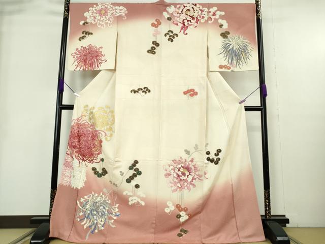 平和屋本店●極上　セミアンティーク　訪問着　乱菊　暈し染め　金彩　ロング丈　逸品　DZAB9063kh6