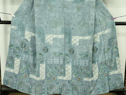 平和屋本店●極上　中国三大刺繍 スワトウ刺繍 汕頭刺繍 総刺繍 訪問着 絞り 朱雀 舞蝶花文　金糸　さが美扱い　逸品　未使用　DZAB9065kh6