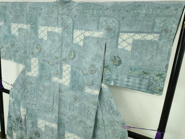 平和屋本店●極上　中国三大刺繍 スワトウ刺繍 汕頭刺繍 総刺繍 訪問着 絞り 朱雀 舞蝶花文　金糸　さが美扱い　逸品　未使用　DZAB9065kh6