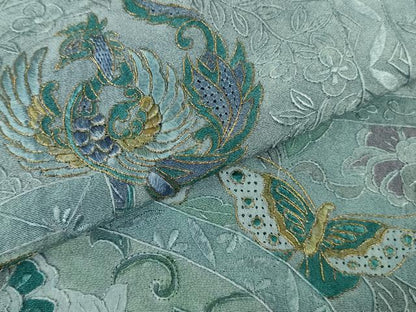 平和屋本店●極上　中国三大刺繍 スワトウ刺繍 汕頭刺繍 総刺繍 訪問着 絞り 朱雀 舞蝶花文　金糸　さが美扱い　逸品　未使用　DZAB9065kh6
