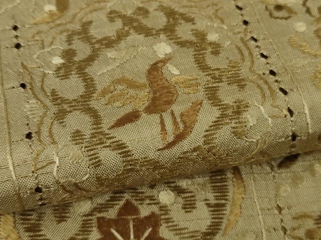 平和屋本店●極上 京都老舗 尾峨佐染繍 中国三大刺繍 スワトウ刺繍 総刺繍 本場縞大島紬 上村絹織物 証紙付き 逸品　未使用　DZAB9067kh6
