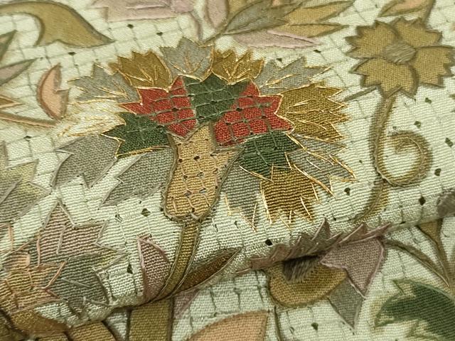 平和屋本店●極上　中国三大刺繍　スワトウ刺繍　汕頭刺繍　総刺繍　訪問着　更紗花文　金糸　逸品　DZAB9068kh6
